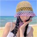 レディースのための通気性のある編まれたバケットハット,広い頭の日よけ帽,韓国のファッションバージョン,夏