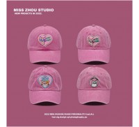 韓国-メンズとレディースのためのピンクの野球帽,刺繍入りピークキャップ,蓋付き,折りたたみ式,柔らかい