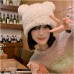 日本のクマの耳の保護ハット,韓国版,レディース用,かわいいタッチのハット,秋と冬用,2023