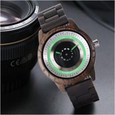 クリエイティブレンズ木製腕時計、パーソナライズクォーツ腕時計、メンズのレトロな時計ファッションスポーツ時計レロジオ