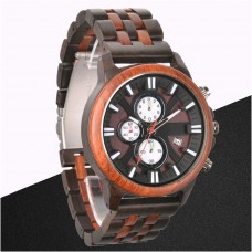 木の腕時計,オム木製メンズファッションメンズクオーツクロノグラフ腕時計新ビジネス木製腕時計時計リロイマデラ