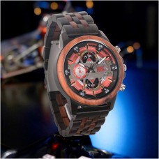 メンズ発光多機能ダイヤル手作り木製腕時計高級クロノグラフメンズクォーツレトロ腕時計ファッションスポーツ時計送料無料