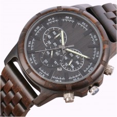 木製メンズ腕時計送料無料のための発光クロノグラフファッションビジネスクォーツ腕時計時計メンズギフトmontreオム