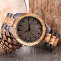 ゼブラ木製腕時計メンズ腕時計クロノグラフmontre en boisオムリロイマデラ手時計メンズ時計ドロップシッピング