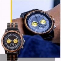 メンズ腕時計,クォーツ腕時計,発光クロノグラフ,高級品,多機能,ビジネスウッド